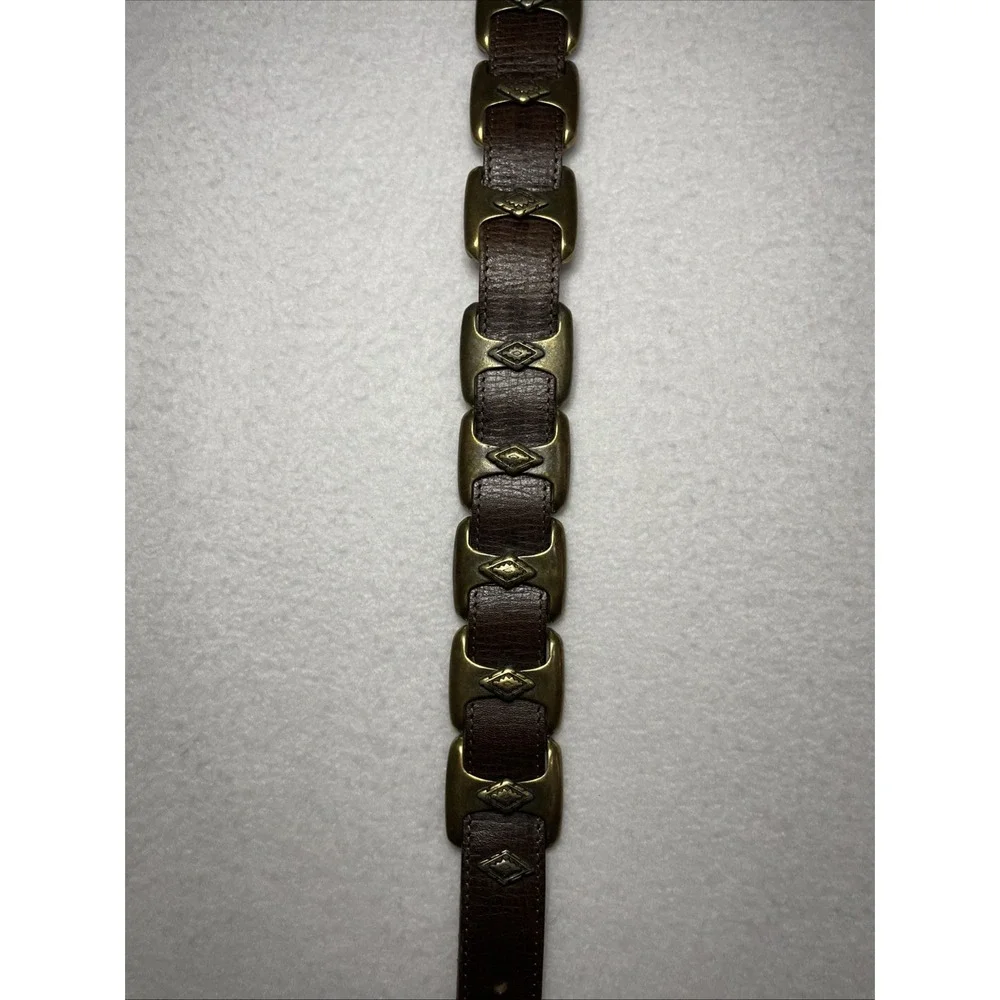 Etoile Leather Belt Italy Womens‎ Size Small Hammered Metal Embellished Boho